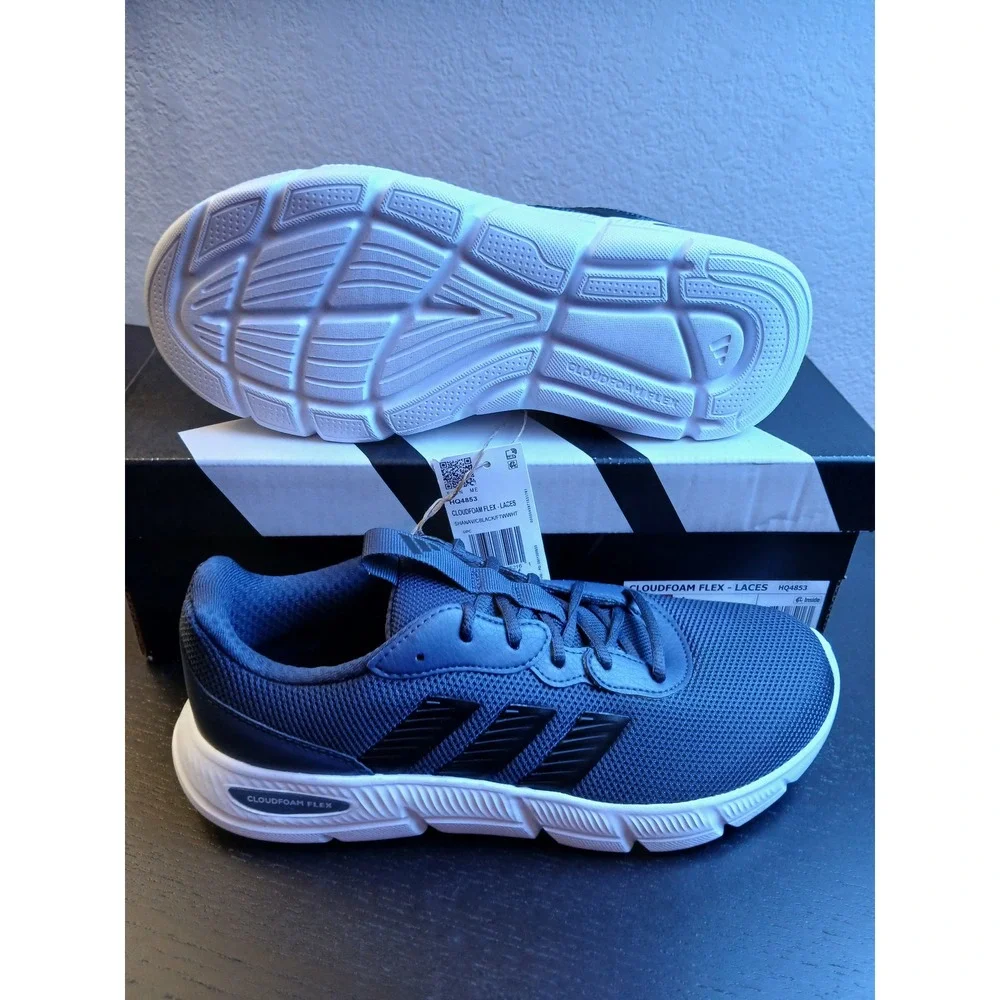 Adidas Cloudfoam Flex Laces Mens Running Shoes Shadow Navy HQ4853 Size 8.5